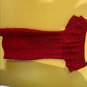 Red off the shoulder dress